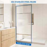 34 in W x 74 in H x 0.687 in. D Fixed Single Panel Shower Door in Brushed Nickel/Brushed Gold with Clear Glass and Frame