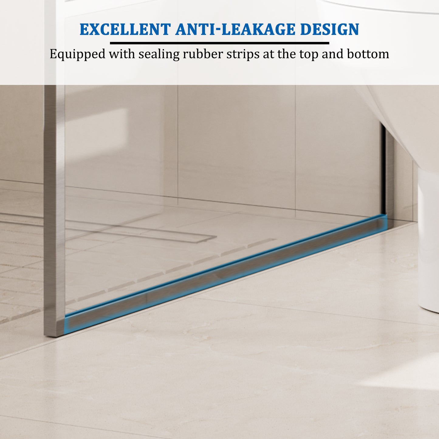 34 in W x 74 in H x 0.687 in. D Fixed Single Panel Shower Door in Brushed Nickel/Brushed Gold with Clear Glass and Frame