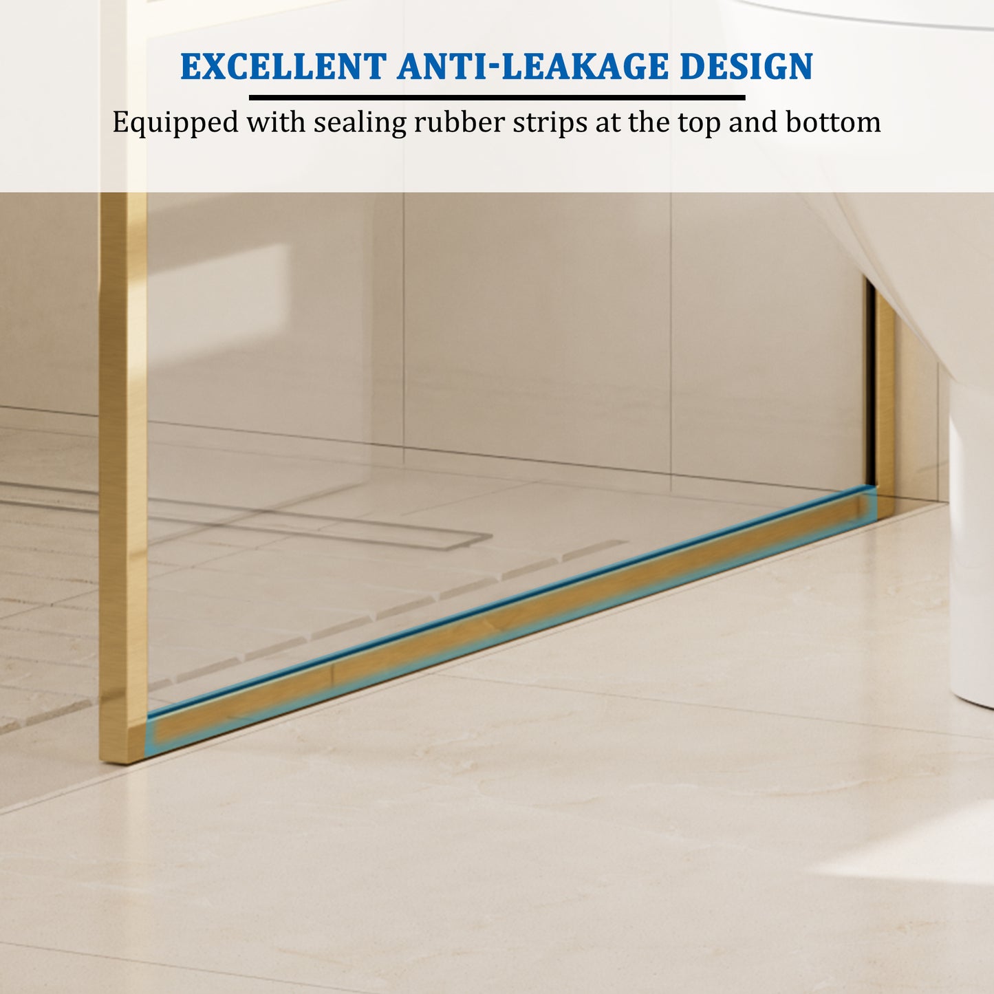 34 in W x 74 in H x 0.687 in. D Fixed Single Panel Shower Door in Brushed Nickel/Brushed Gold with Clear Glass and Frame