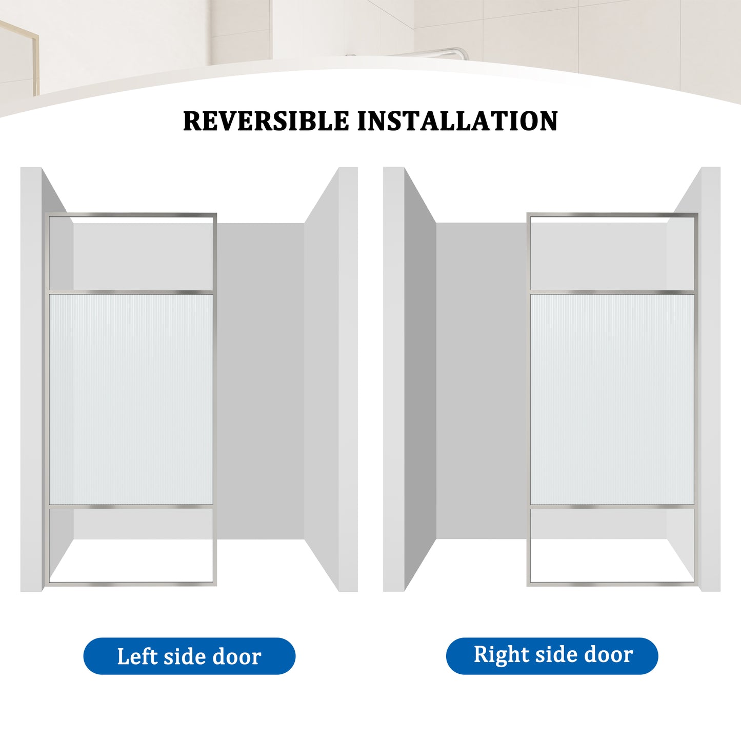 34 in W x 74 in H x 0.687 in. D Fixed Single Panel Shower Door in Brushed Nickel/Brushed Gold with Clear Glass and Frame