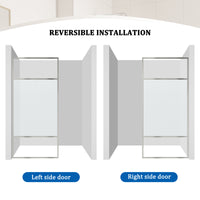 34 in W x 74 in H x 0.687 in. D Fixed Single Panel Shower Door in Brushed Nickel/Brushed Gold with Clear Glass and Frame