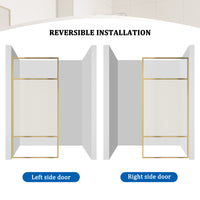 34 in W x 74 in H x 0.687 in. D Fixed Single Panel Shower Door in Brushed Nickel/Brushed Gold with Clear Glass and Frame